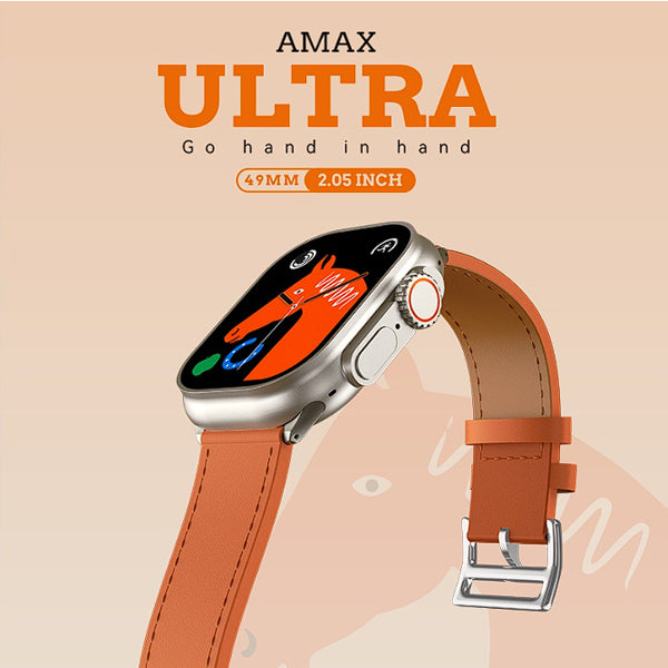 Relógio Smartwatch AMAX Ultra Watch 8 Ultra 49mm com 2 Pulseiras Relógio Feminino e Masculino + 3D