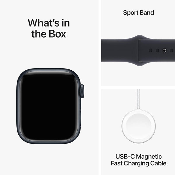 Apple Watch Series 9 GPS • Caixa meia-noite de alumínio – 41 mm • Pulseira esportiva meia-noite