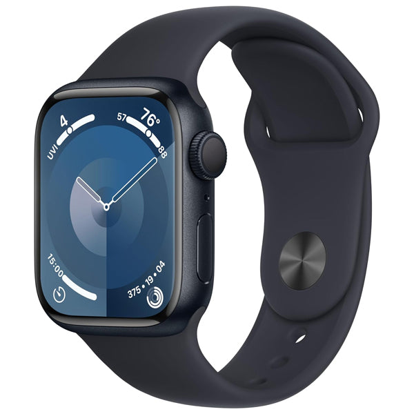 Apple Watch Series 9 GPS • Caixa meia-noite de alumínio – 41 mm • Pulseira esportiva meia-noite