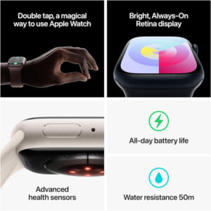 Apple Watch Series 9 GPS • Caixa meia-noite de alumínio – 41 mm • Pulseira esportiva meia-noite