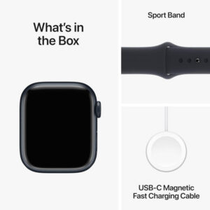 Apple Watch Series 9 GPS • Caixa meia-noite de alumínio – 41 mm • Pulseira esportiva meia-noite