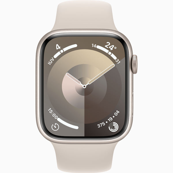 Apple Watch Series 9 GPS • Caixa estelar de alumínio – 45 mm • Pulseira loop esportiva estelar