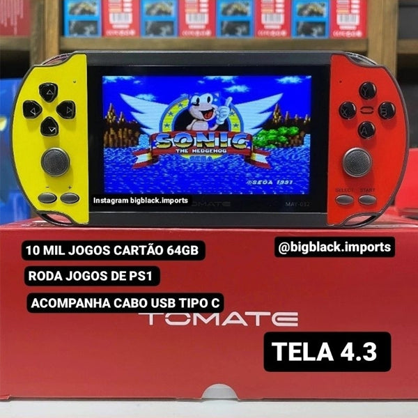 Vídeo Game Portátil Tomate MAY-032 Tela HD 4.3 PS1 64GB EMUELEC 4.3