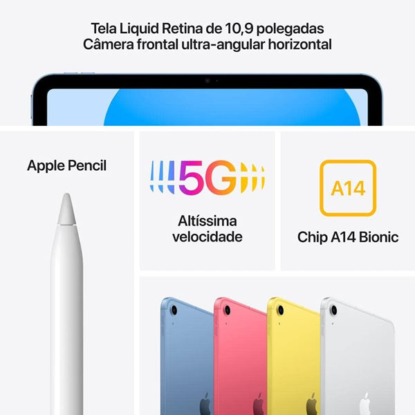 iPad Apple 10 Geração 10.9 64gb Azul